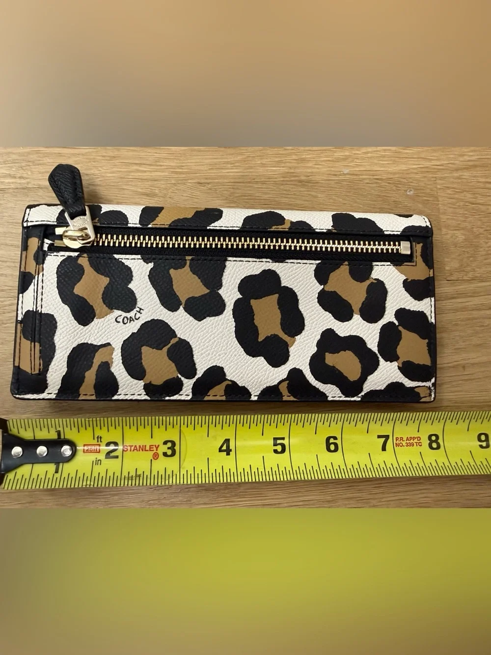 Coach Vintage Y2K Ocelot Leopard Print Slim Snap Close Wallet